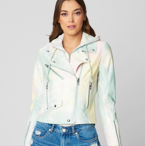 Blank NYC Jackets & Blazers - 🌈BLANK NYC TIE DYE FAUX LEATHER JACKET WITH HOOD